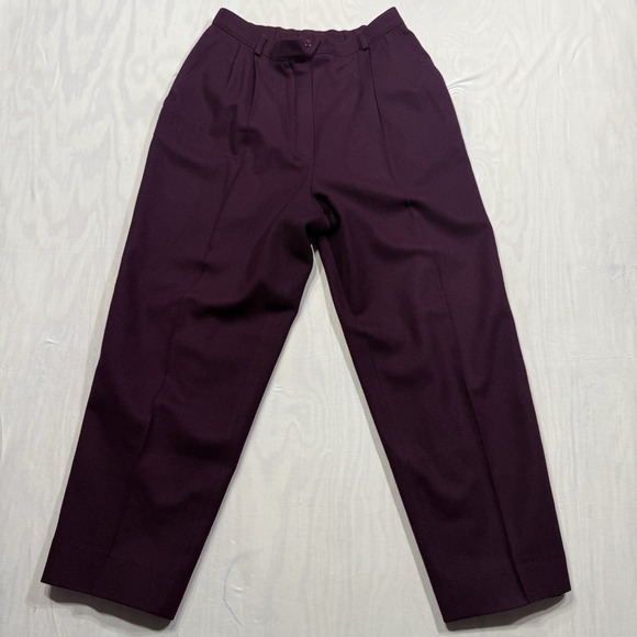 Pendleton 12 100% Virgin Wool Business Slacks Purple Pin Stripe Side Zip - Picture 6 of 14